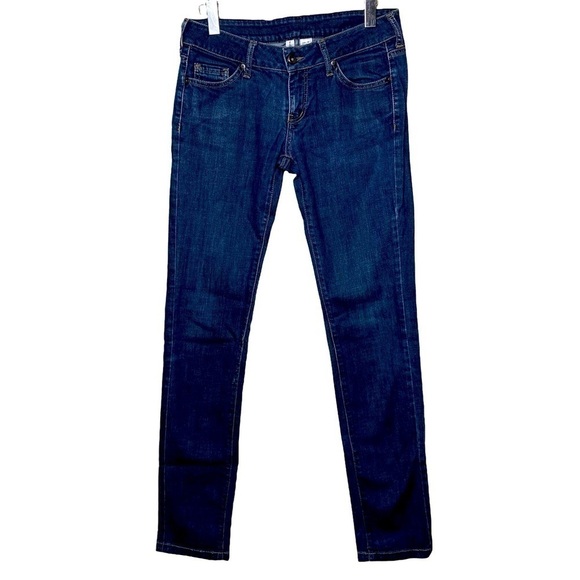 𝅺MANGO Jeans Vintage Dark Wash Low Rise Skinny Jeans 5 Pockets Size 6 US - Picture 1 of 10